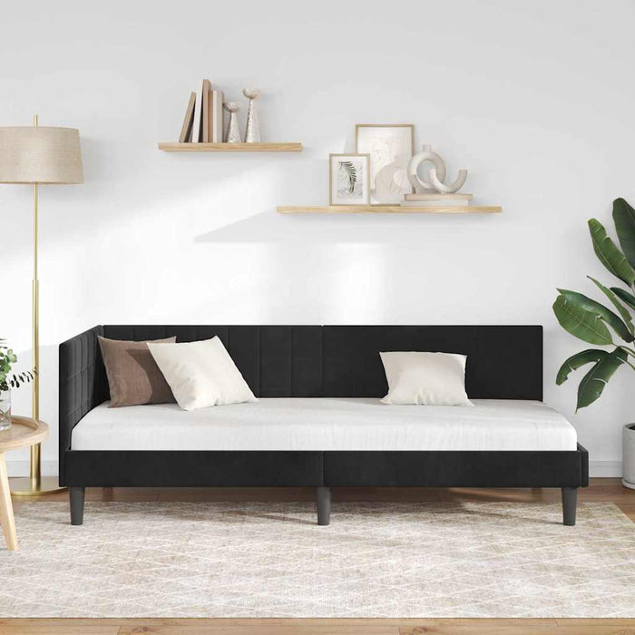 Cadru de pat colțar cu headboard Negru 80 cm x 200 cm Catifea - WALTI WALTI