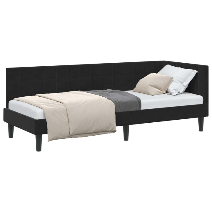Cadru de pat colțar cu headboard Negru 80 cm x 200 cm Catifea - WALTI WALTI