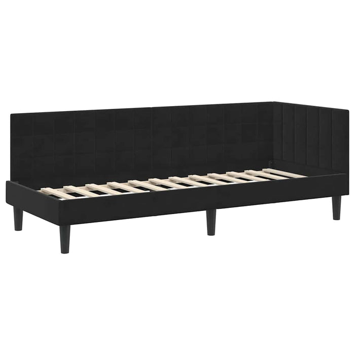 Cadru de pat colțar cu headboard Negru 80 cm x 200 cm Catifea - WALTI WALTI