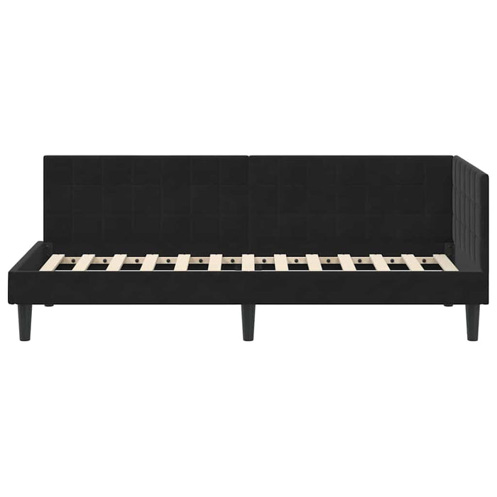 Cadru de pat colțar cu headboard Negru 80 cm x 200 cm Catifea - WALTI WALTI