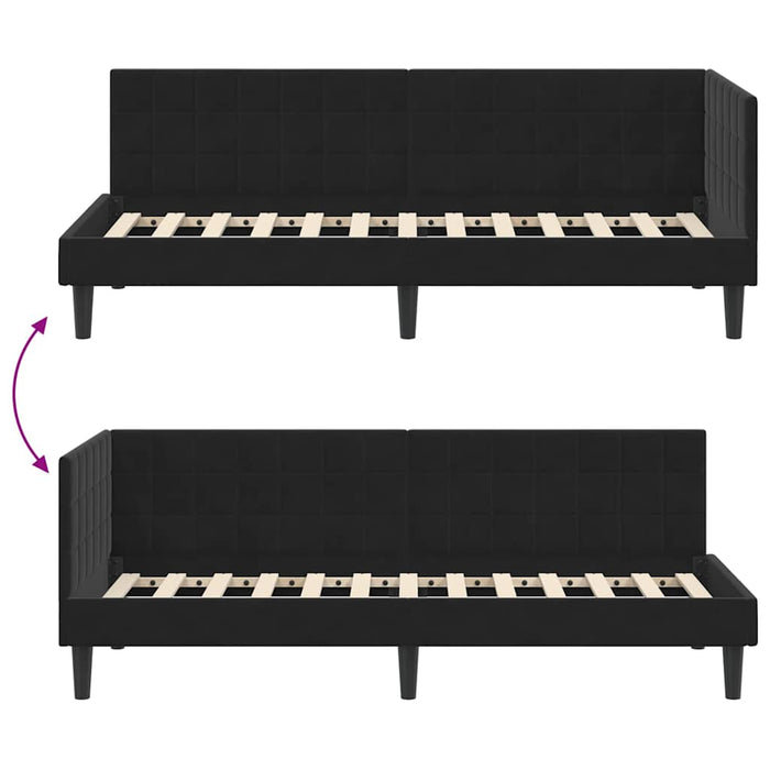 Cadru de pat colțar cu headboard Negru 80 cm x 200 cm Catifea - WALTI WALTI
