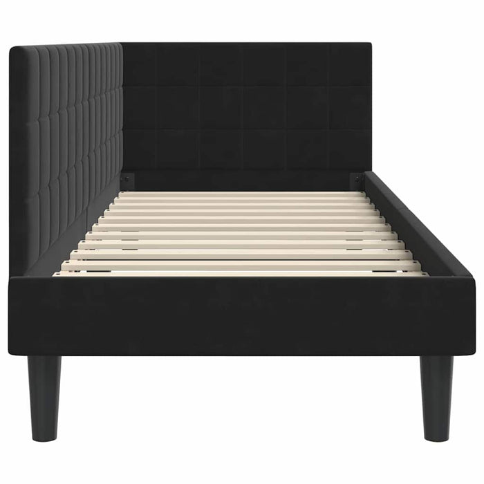 Cadru de pat colțar cu headboard Negru 80 cm x 200 cm Catifea - WALTI WALTI