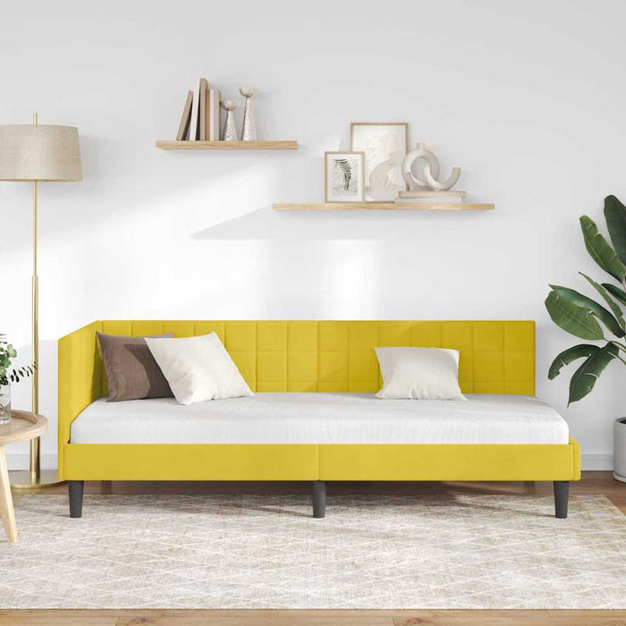 Cadru de pat colțar cu headboard Galben 80 cm x 200 cm Catifea - WALTI WALTI