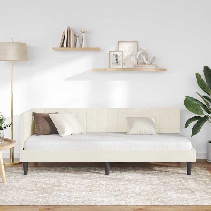 Cadru de pat colțar cu headboard Crem 80 cm x 200 cm Catifea - WALTI WALTI