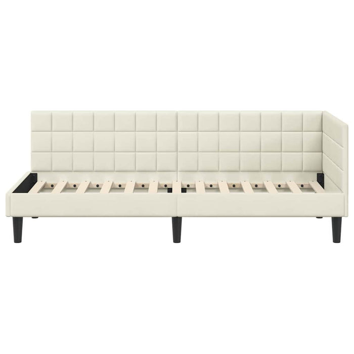 Cadru de pat colțar cu headboard Crem 80 cm x 200 cm Catifea - WALTI WALTI
