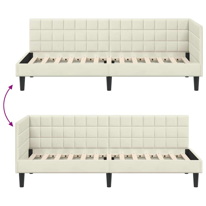 Cadru de pat colțar cu headboard Crem 80 cm x 200 cm Catifea - WALTI WALTI