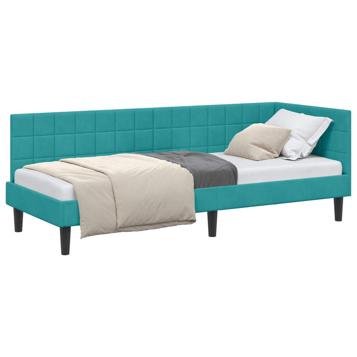 Cadru de pat colțar cu headboard Turcoaz 80 cm x 200 cm Catifea - WALTI WALTI