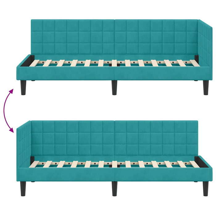 Cadru de pat colțar cu headboard Turcoaz 80 cm x 200 cm Catifea - WALTI WALTI