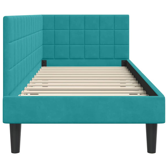 Cadru de pat colțar cu headboard Turcoaz 80 cm x 200 cm Catifea - WALTI WALTI