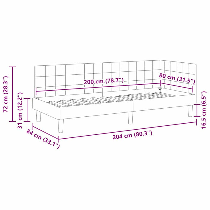 Cadru de pat colțar cu headboard Turcoaz 80 cm x 200 cm Catifea - WALTI WALTI