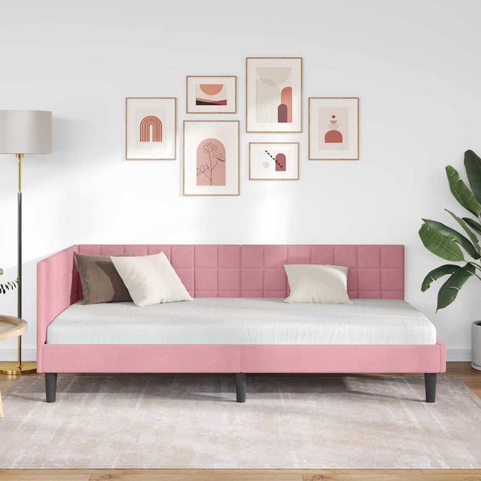 Cadru de pat colțar Roz 90 x 200 cm Catifea WALTI