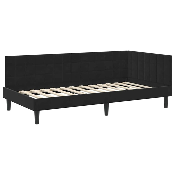 Cadru de pat colțar cu headboard Negru 90 cm x 200 cm Catifea - WALTI WALTI