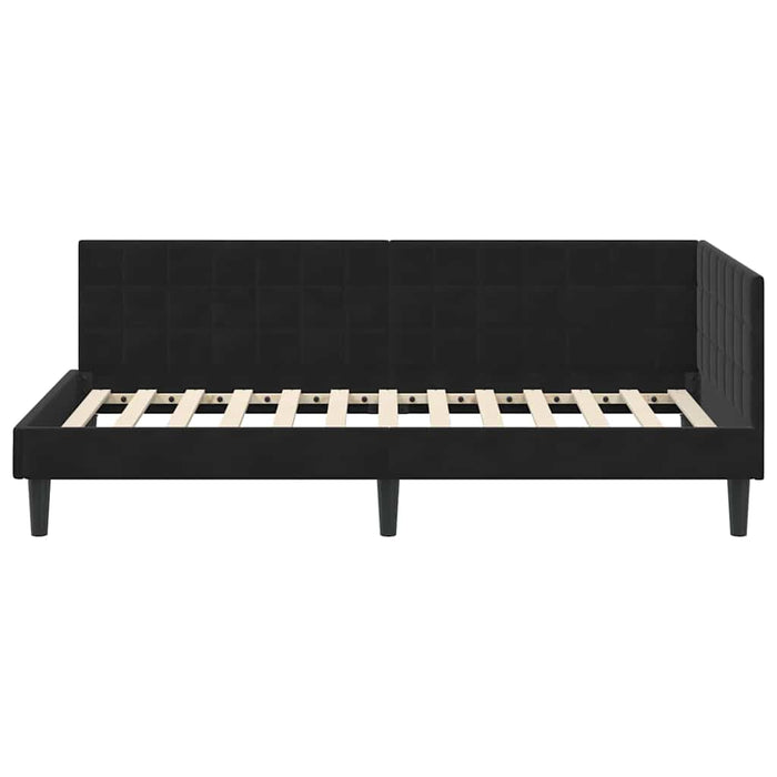 Cadru de pat colțar cu headboard Negru 90 cm x 200 cm Catifea - WALTI WALTI