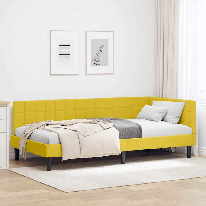Cadru de pat colțar cu headboard Galben 90 cm x 200 cm Catifea - WALTI WALTI