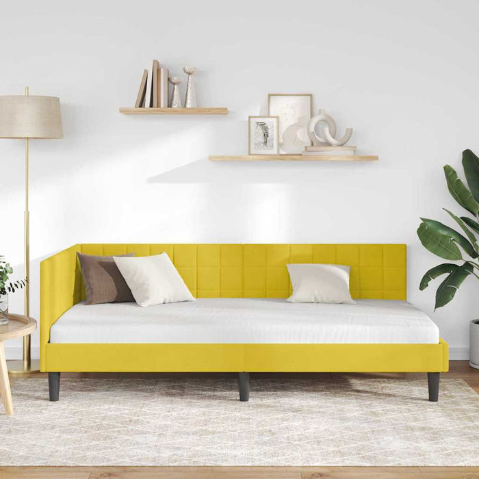 Cadru de pat colțar cu headboard Galben 90 cm x 200 cm Catifea - WALTI WALTI