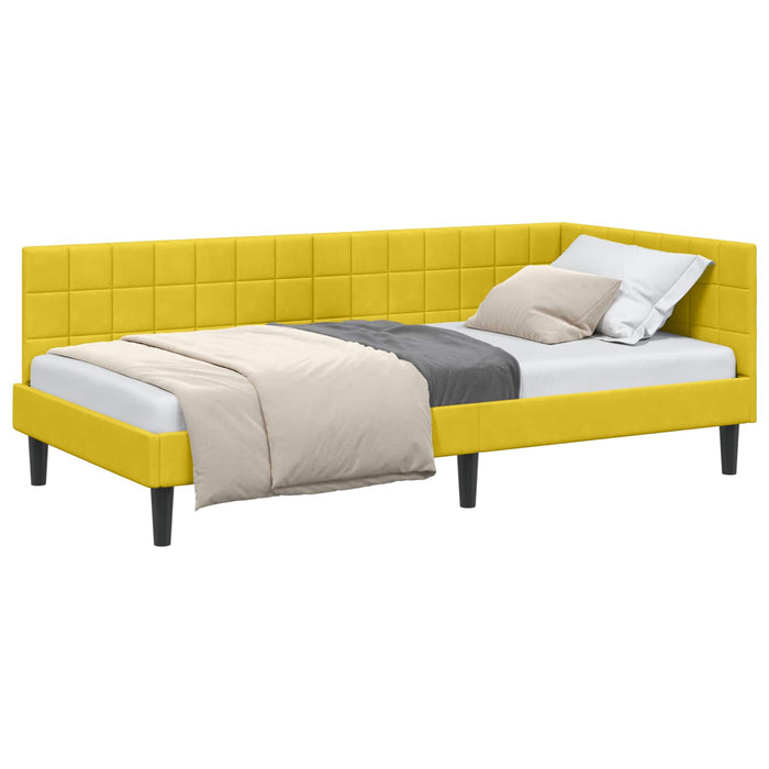 Cadru de pat colțar cu headboard Galben 90 cm x 200 cm Catifea - WALTI WALTI