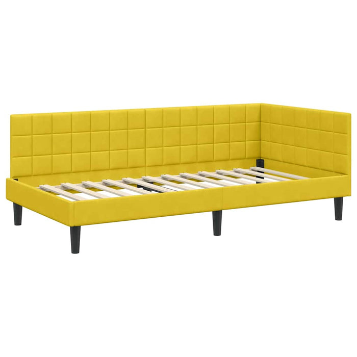 Cadru de pat colțar cu headboard Galben 90 cm x 200 cm Catifea - WALTI WALTI