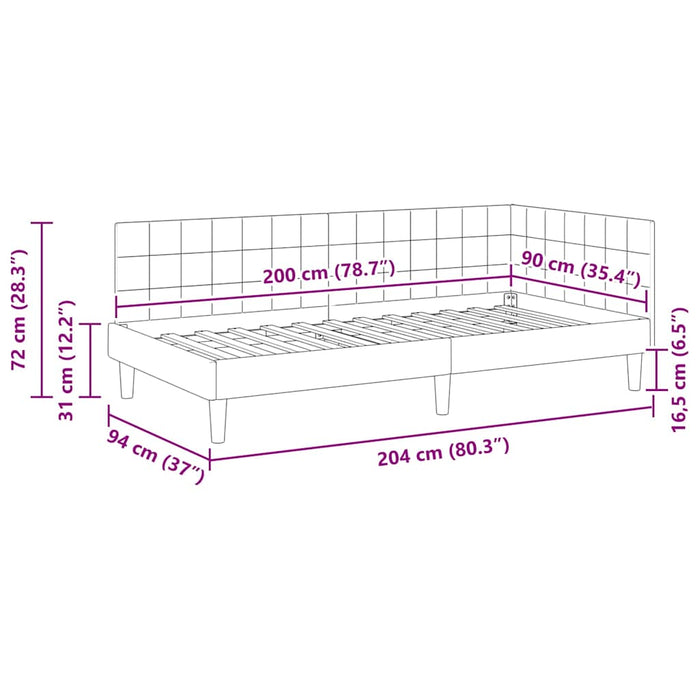 Cadru de pat colțar cu headboard Galben 90 cm x 200 cm Catifea - WALTI WALTI