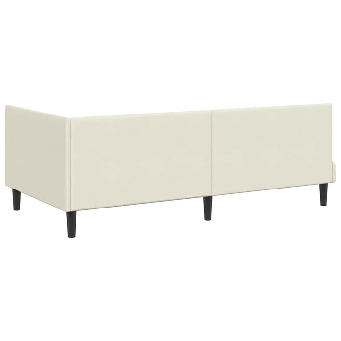 Cadru de pat colțar cu headboard Crem 90 cm x 200 cm Catifea - WALTI WALTI