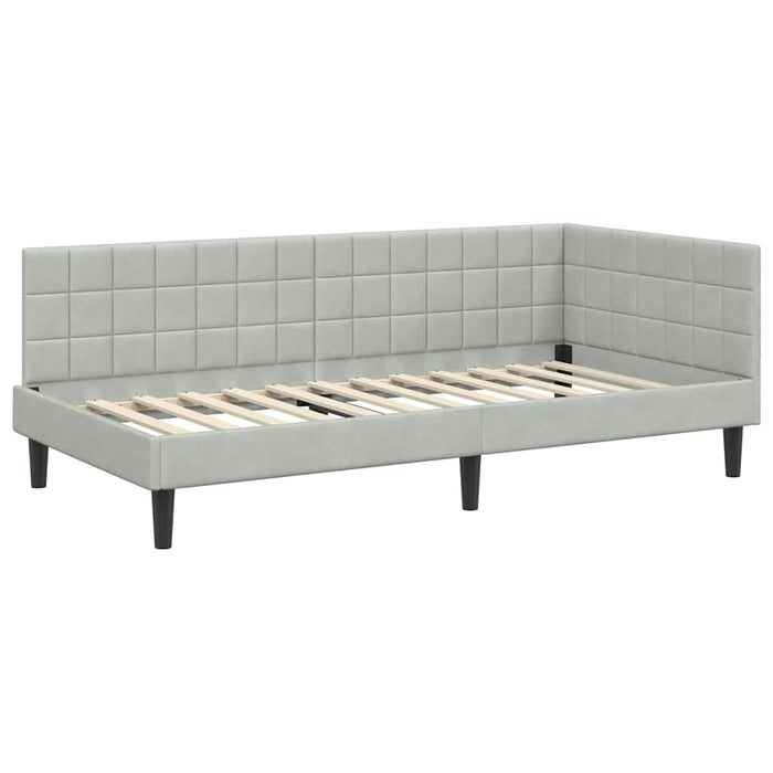 Cadru de pat colțar Gri deschis 100 cm x 200 cm Catifea - WALTI WALTI
