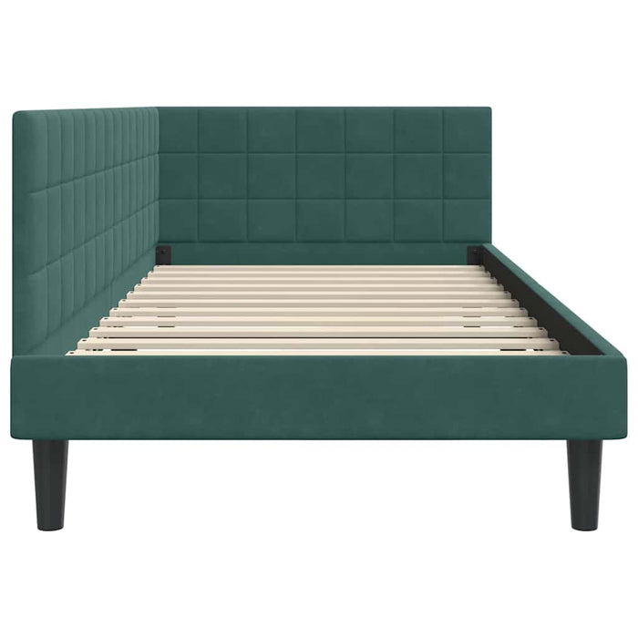 Cadru de pat colțar Verde închis 100 cm x 200 cm Catifea - WALTI WALTI