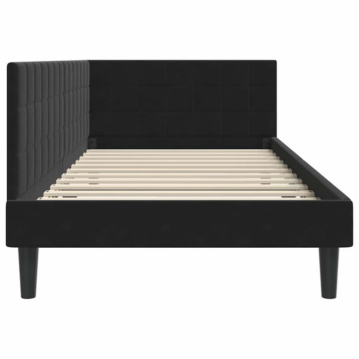 Cadru de pat colțar cu headboard Negru 100 cm x 200 cm Catifea - WALTI WALTI