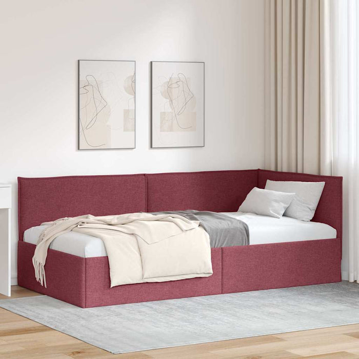 Cadru de pat colțar cu headboard Roșu Vin 80 x 200 cm țesătură - WALTI WALTI