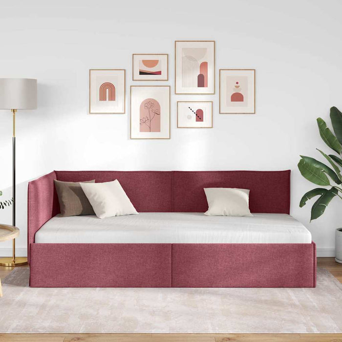 Cadru de pat colțar cu headboard Roșu Vin 80 x 200 cm țesătură - WALTI WALTI