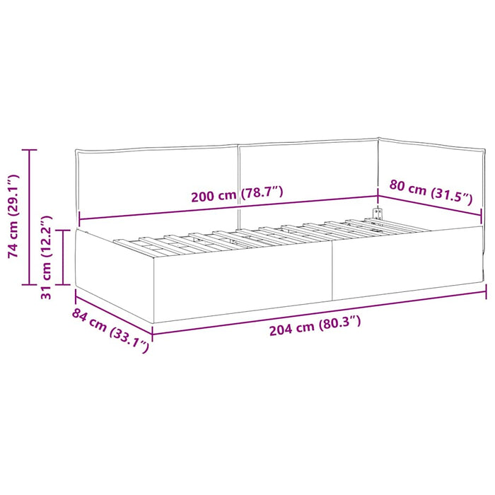 Cadru de pat colțar cu headboard Crem 80 x 200 cm țesătură - WALTI WALTI