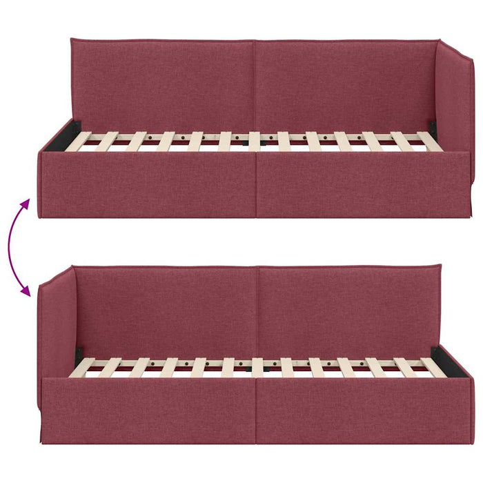 Cadru de pat colțar cu headboard Roșu Vin 90 x 200 cm țesătură - WALTI WALTI