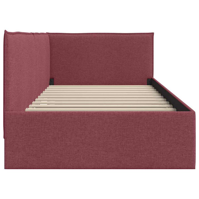 Cadru de pat colțar cu headboard Roșu Vin 90 x 200 cm țesătură - WALTI WALTI