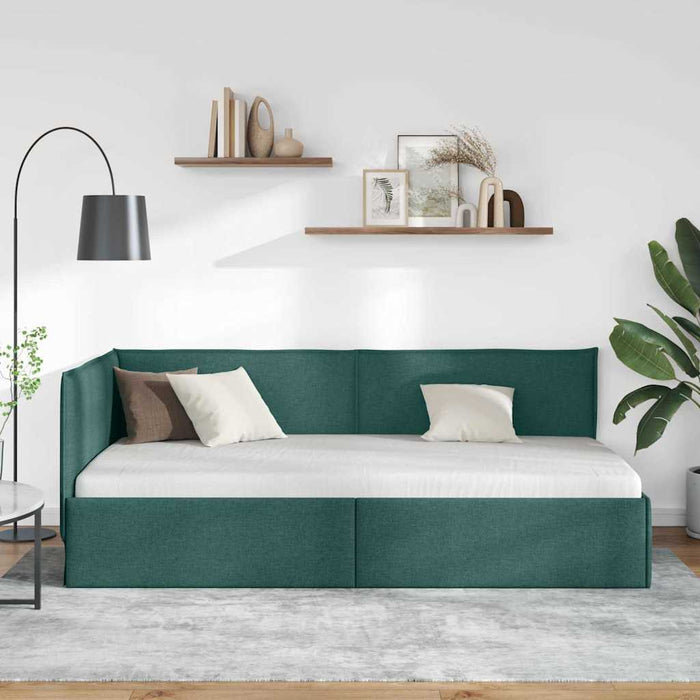 Cadru de pat colțar Verde închis 90 x 200 cm țesătură WALTI