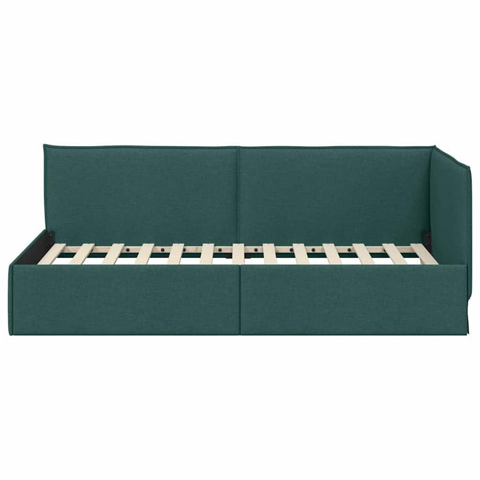 Cadru de pat colțar Verde închis 90 x 200 cm țesătură WALTI