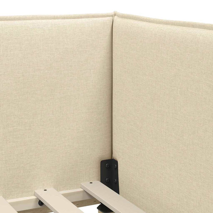 Cadru de pat colțar cu headboard Crem 90 x 200 cm țesătură WALTI