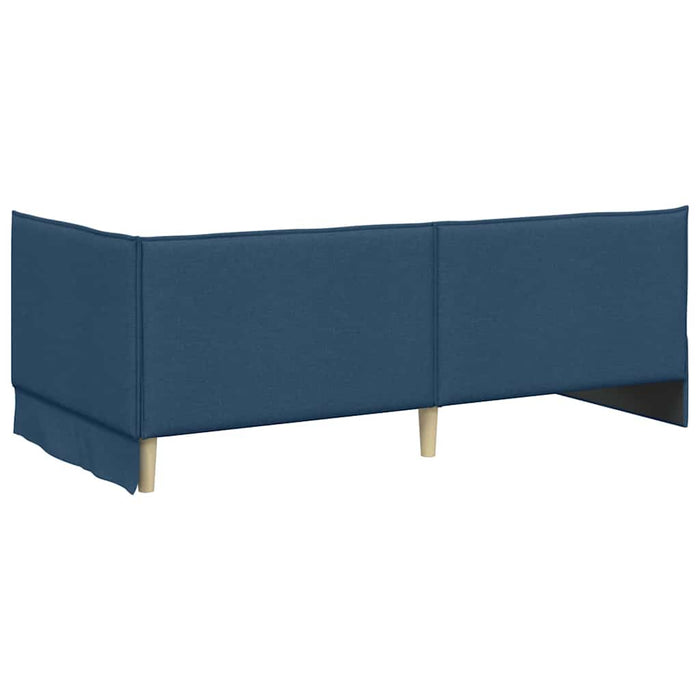 Cadru de pat colțar cu headboard albastru 90 x 200 cm țesătură WALTI