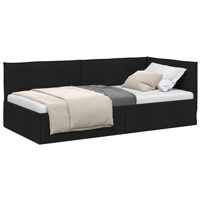 Cadru de pat colțar cu headboard Negru 100 x 200 cm țesătură - WALTI WALTI