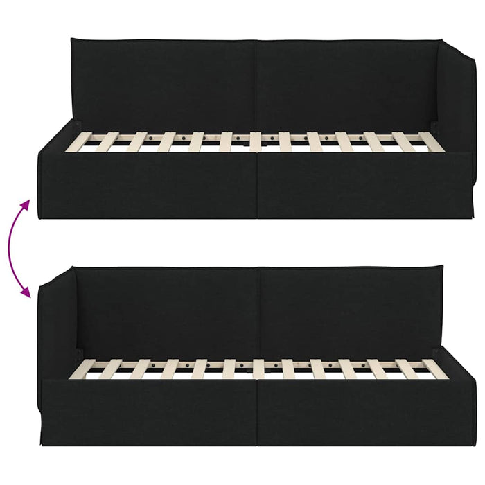 Cadru de pat colțar cu headboard Negru 100 x 200 cm țesătură - WALTI WALTI