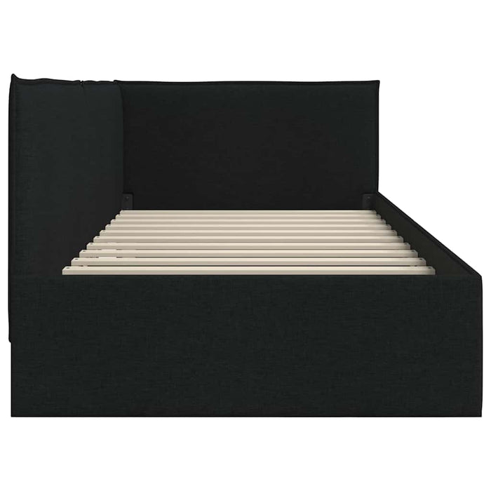 Cadru de pat colțar cu headboard Negru 100 x 200 cm țesătură - WALTI WALTI