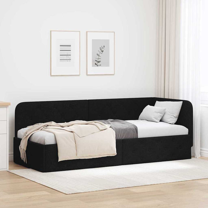 Cadru de pat colțar cu headboard Negru 80 x 200 cm țesătură - WALTI WALTI