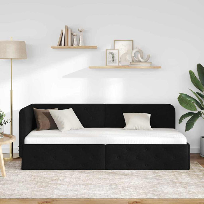 Cadru de pat colțar cu headboard Negru 80 x 200 cm țesătură - WALTI WALTI
