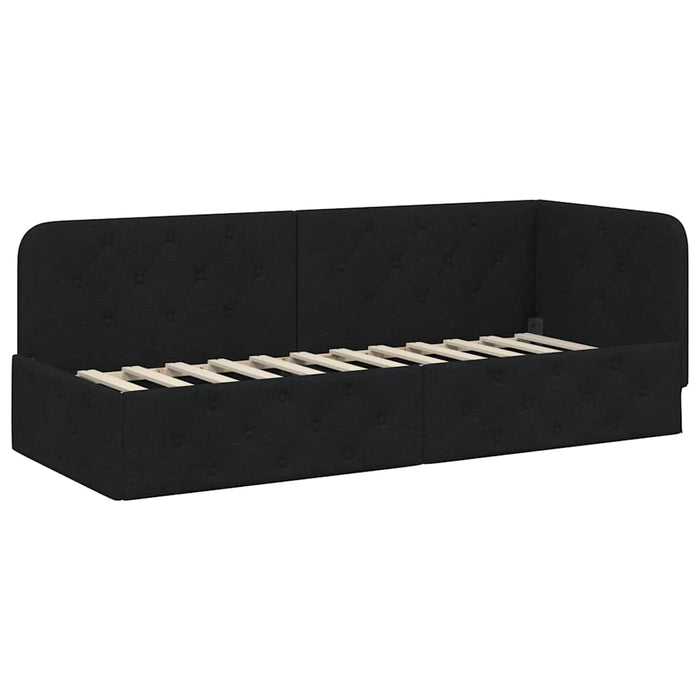 Cadru de pat colțar cu headboard Negru 80 x 200 cm țesătură - WALTI WALTI