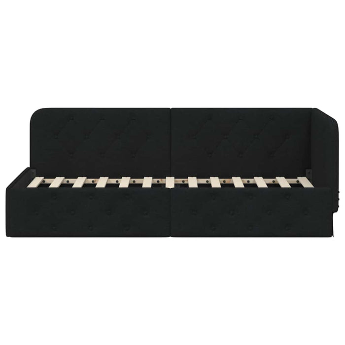 Cadru de pat colțar cu headboard Negru 80 x 200 cm țesătură - WALTI WALTI
