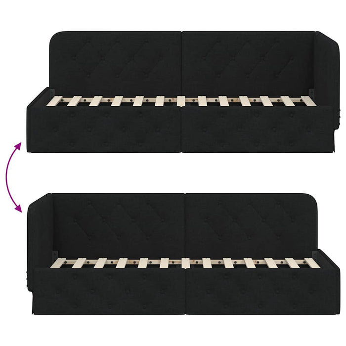Cadru de pat colțar cu headboard Negru 80 x 200 cm țesătură - WALTI WALTI