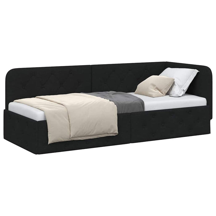 Cadru de pat colțar cu headboard Negru 80 x 200 cm țesătură - WALTI WALTI