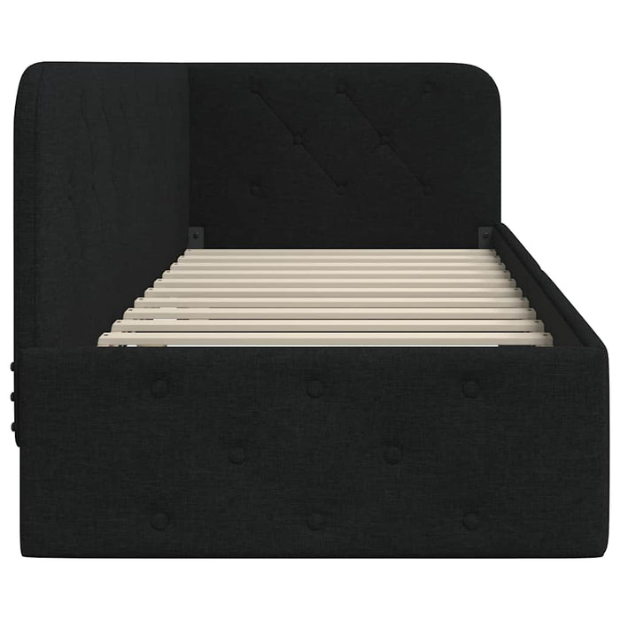 Cadru de pat colțar cu headboard Negru 80 x 200 cm țesătură - WALTI WALTI