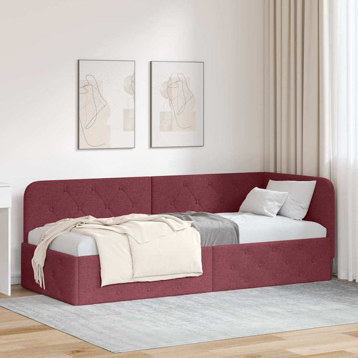 Cadru de pat colțar cu headboard Roșu Vin 80 x 200 cm țesătură - WALTI WALTI