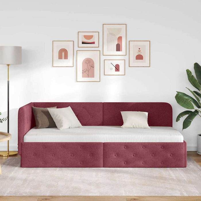 Cadru de pat colțar cu headboard Roșu Vin 80 x 200 cm țesătură - WALTI WALTI