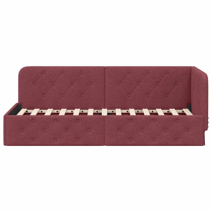 Cadru de pat colțar cu headboard Roșu Vin 80 x 200 cm țesătură - WALTI WALTI