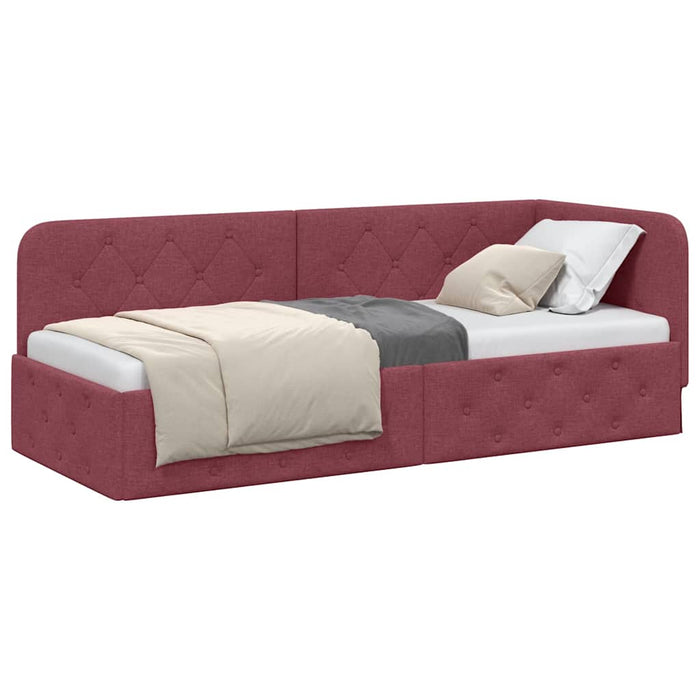 Cadru de pat colțar cu headboard Roșu Vin 80 x 200 cm țesătură - WALTI WALTI