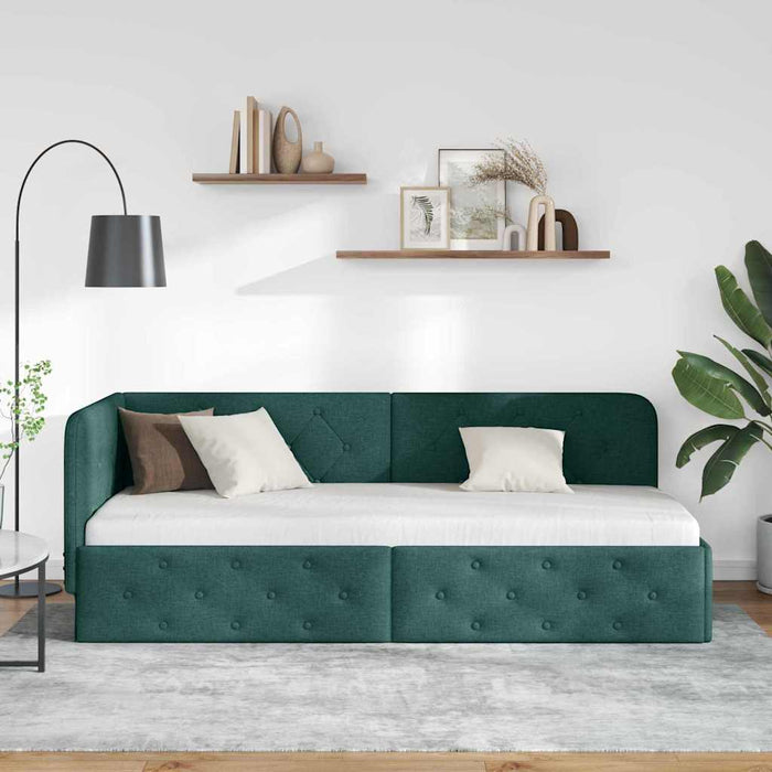 Cadru de pat colțar Verde închis 80 x 200 cm țesătură - WALTI WALTI